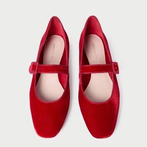 Loeffler Randall Ginger Red Velvet Mary Jane Flats